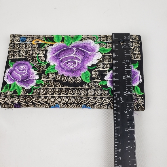 Wallet Embroidered floral multicolor 100% mexican art  Handmade/ cartera bordada - Picture 7 of 8